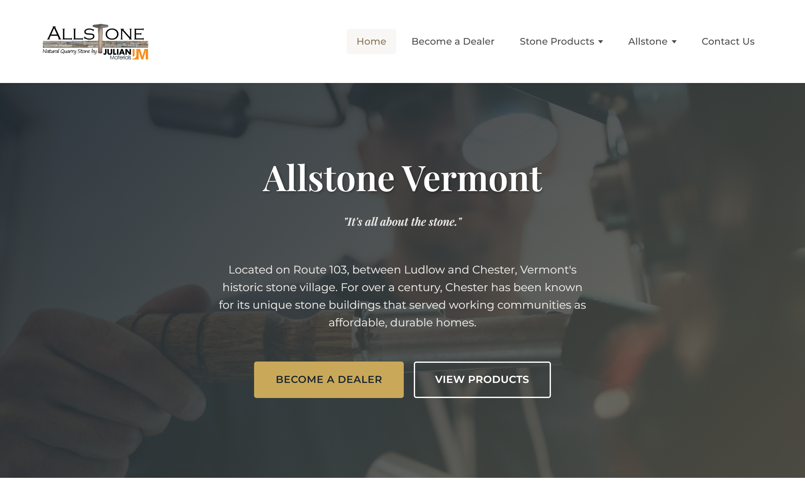Allstone website after CRG redesign — modern product showcase