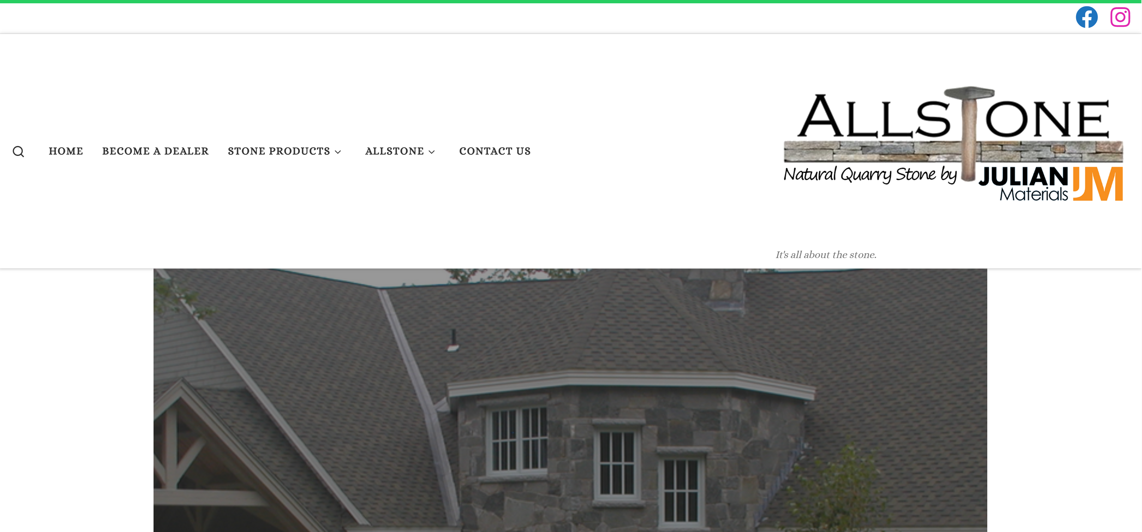 Allstone website before CRG redesign — dated WordPress template