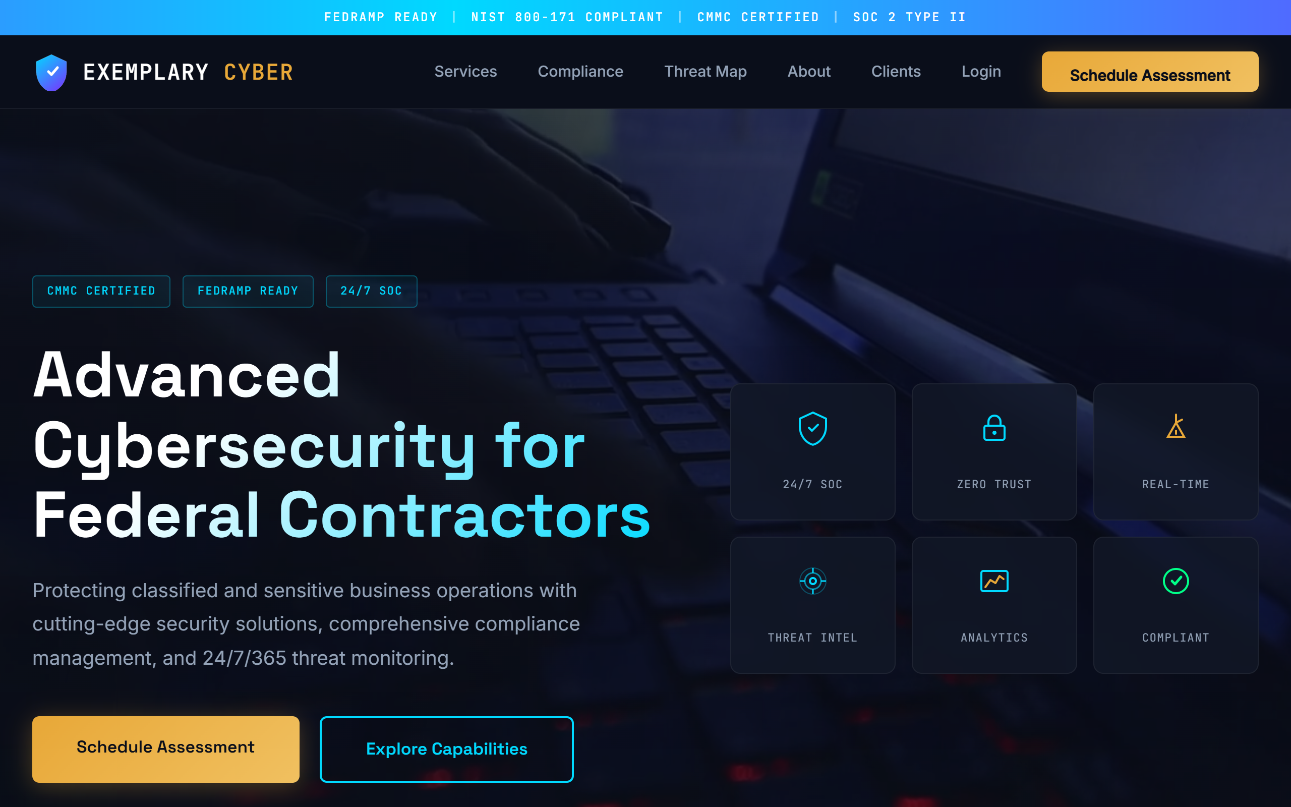 ECC website after CRG redesign — custom cybersecurity platform on Azure